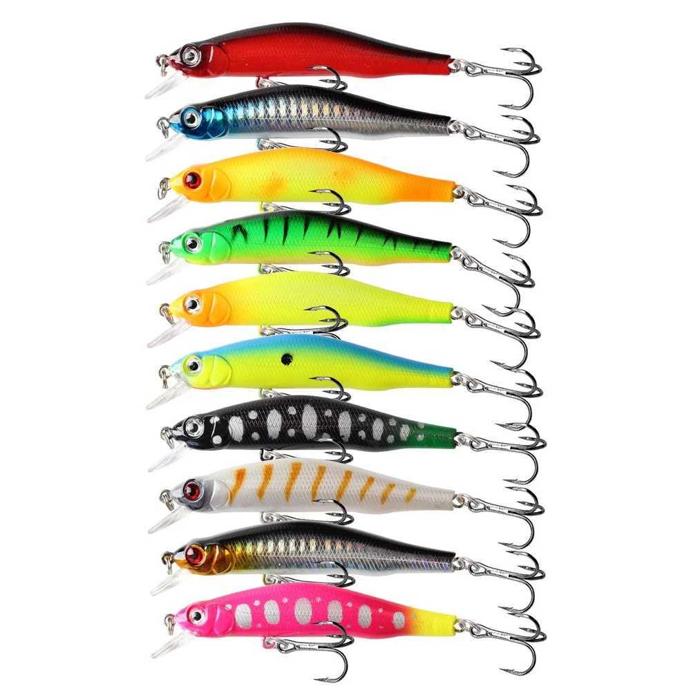 1Pcs Minnow Fishing Lures 9cm 8.2g Crankbait Wobbrs Perch 3D Eyes Artificial Hard Bait Pike Carp Bass Sinking Swimbait PescaXJ241128