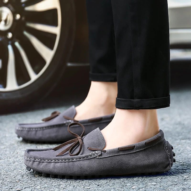 Loafer for Men Suede Genuine Leather Loafers Flats Man Casual Shoes Mans Moccasins Men Driving Shoes Italian Boat Shoes 241206