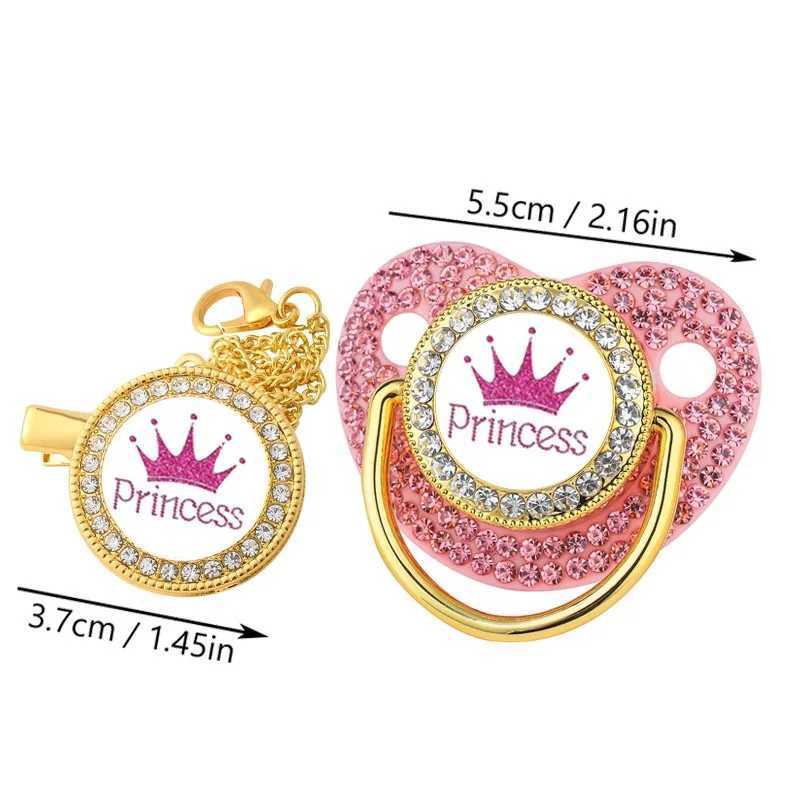 Pacifier Holders Clips# Sparkle Crown Pacifier Clip Chain Set Baby Shower Gift Silicone Newborn Dummy BPA Free Toddler Teether Baby Soother Nipple H24
