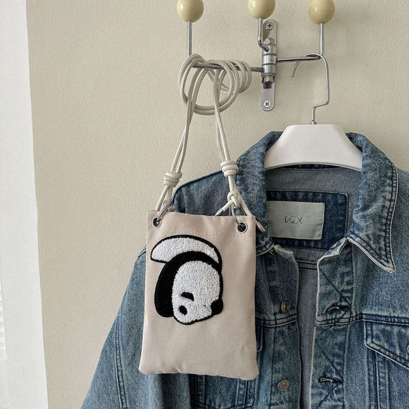 Nylon Canvas Women's New Trendy Cartoon Phone Korean Version Crossbody Bag, Panda Coin Purse, Fashionable Quality, Classic B3