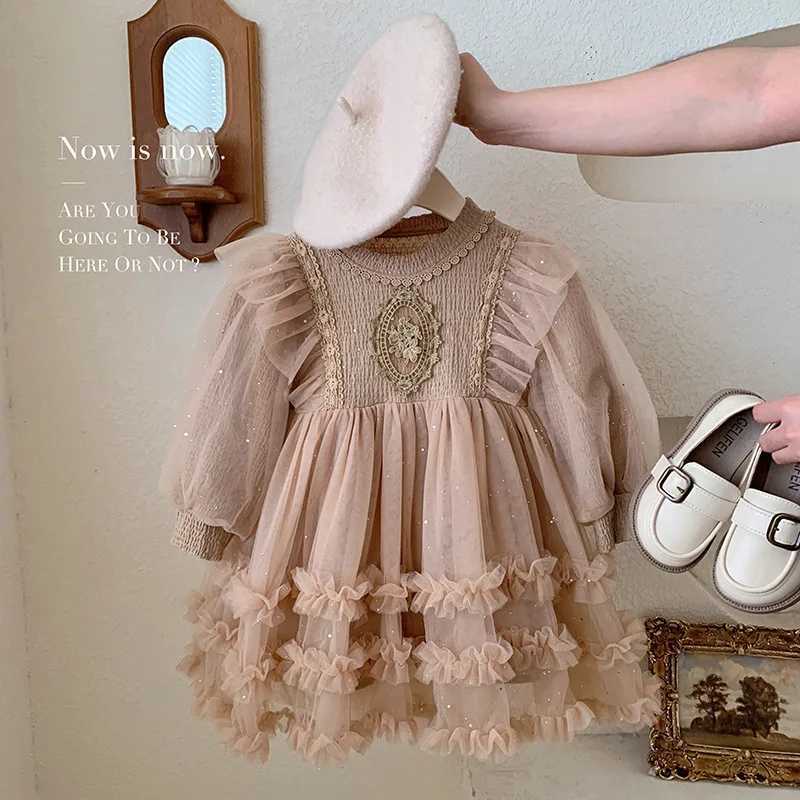Mesh Dress New Korean Western Sle Fashion Skirt Baby Girls Toddlers Autumn ClothingXJ241206