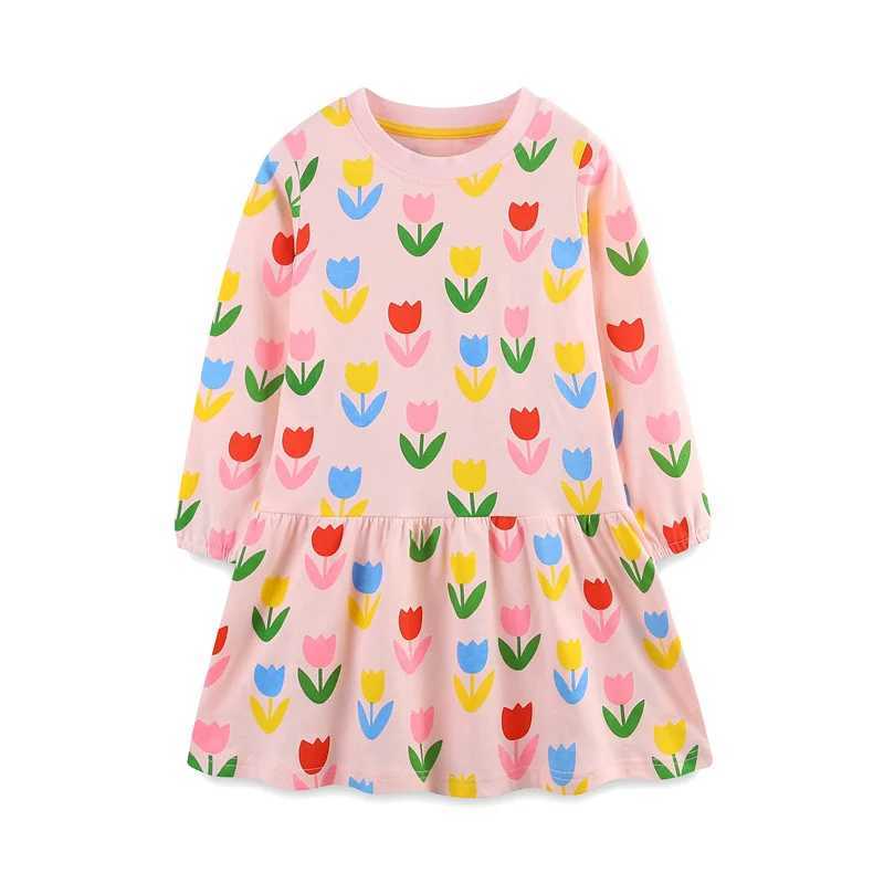 Jumping Meters 2-7T New Arrival Princess Girls Dresses Flowers Long Sleeve Par Autumn Spring Baby Clothing Toddler CostumeXJ241206