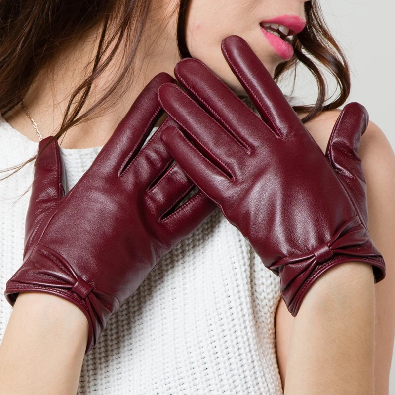 GOURS Winter Genuine Leather Womens Gloves Black Genuine Leather Touchscreen Gloves Fashion Wool Lining Warm and Soft GSL002 241206