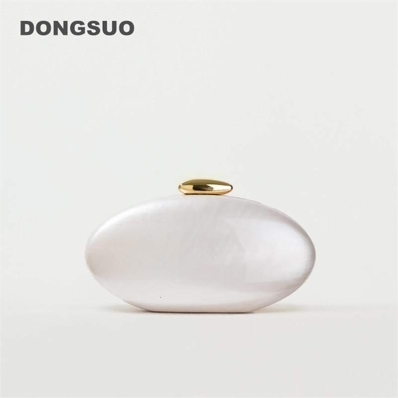 Egg shape Clutch Bag Acrylic purse women wedding evening party cute ivory pearl color handbag summer 2024 241126
