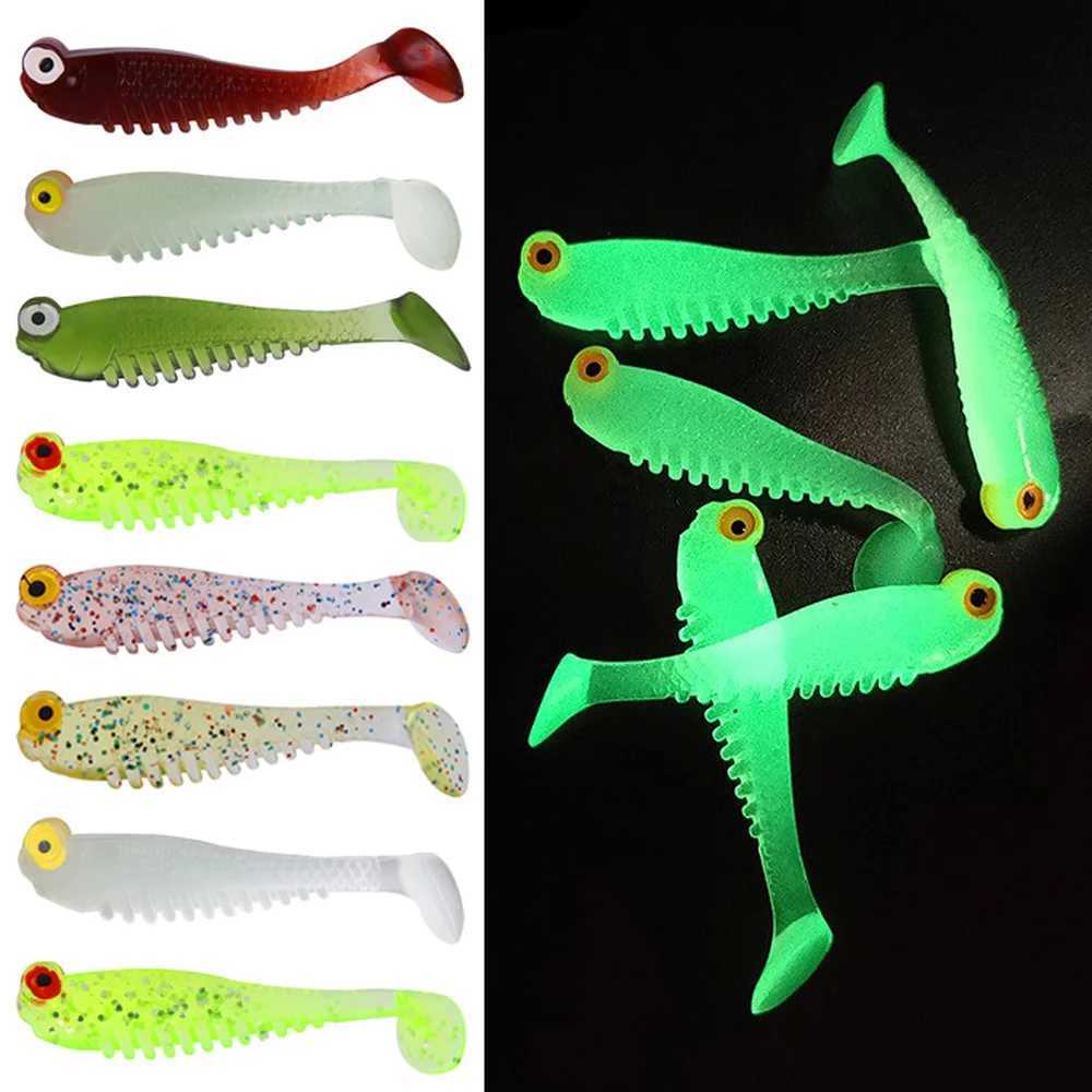 5/10/20pcs Luminous Luya Bait Fishing Lures Simulation T-tail Soft Baits Fake Artificial Night Fishing Lures Fishing AccrssoriesXJ241128