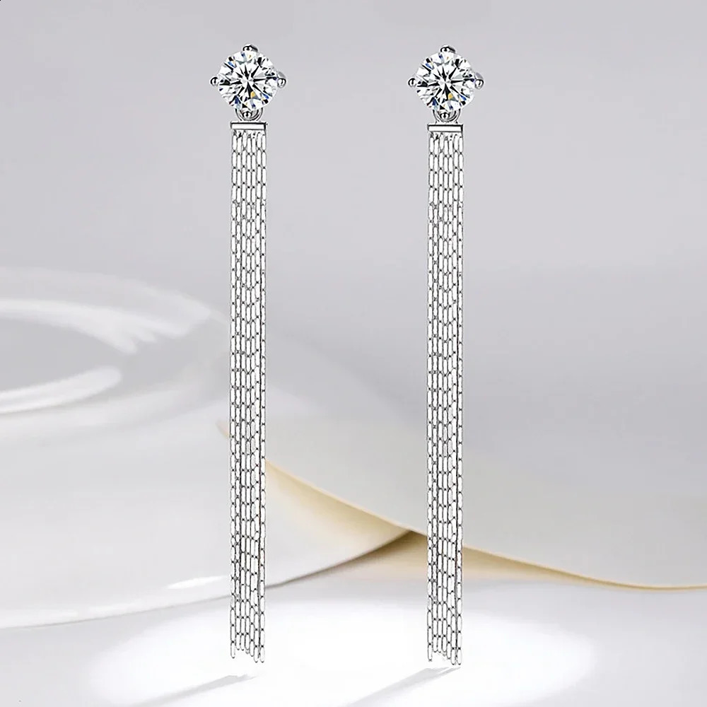 pendant earrings with Gra certificate 1 carat D-color diamond earrings 925 silver tassel pendant earrings suitable for women 241205
