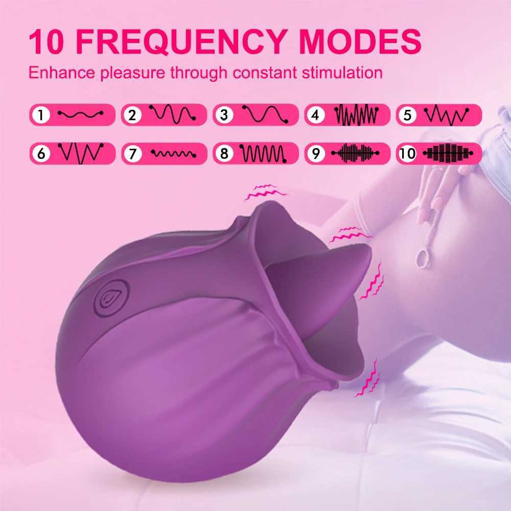 Powerful Rose Tongue Licking Vibrator for Women G Spot Female Clitoris Oral Stimulator Vagina Sucking Massager Adult Sex ToysXJ241206