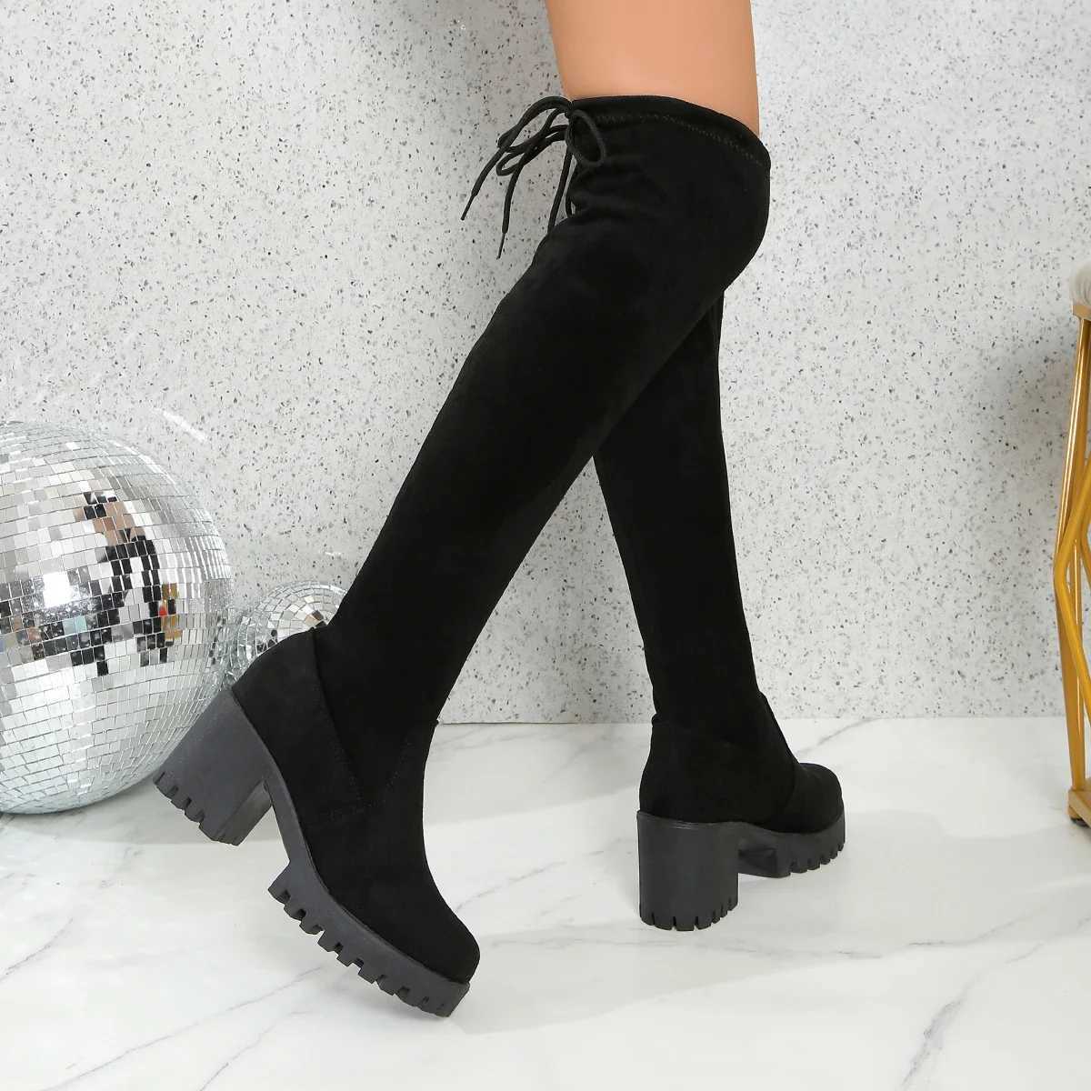High Quality Wen Streh Boots new casual black sexy over the knee boots Wen Fi comfortable platform shoes T241206