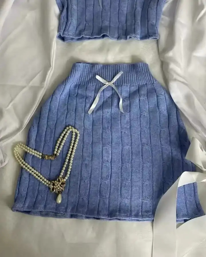 Gothic Fashion Campus Sweet Short Skirt Lace Top Two Piece Clothing Set Womens Sweetheart Casual Suit 241206