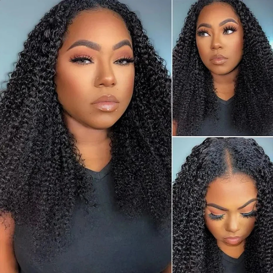 Twisted and Curled V Part Wig Human Hair Does Not Shed Thin Part Malaysian Female Hair Wig 250 Density African Curled V/U Part Wig 100% 241206