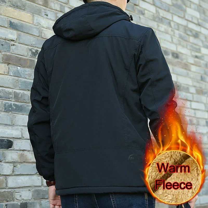 2024 Mens Casual Jacket Fur Lined Warm Coats Windproof Jacket Men Fashion Clothing Hooded Collar Fleece Lined Warm Coat MenXJ241206