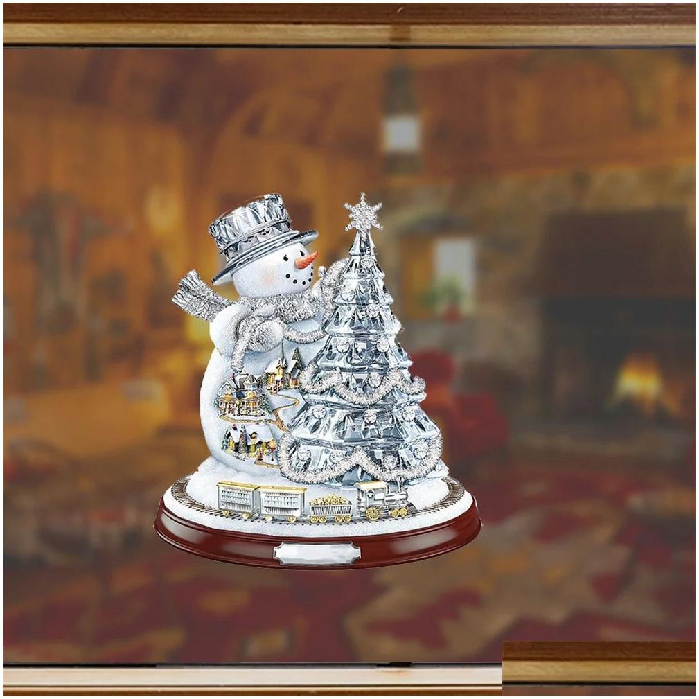 Christmas window stickers Favors Event Christmas Tree Rotating Sculpture Train Decorations Paste Window Stickers Winter Room Home Decor free shipping