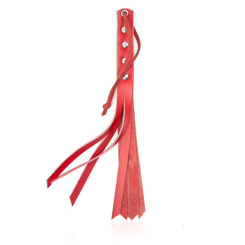 SM adult toy manufacturer spot wholesale red small leather whip spanking prop loose whip flipping plush whip