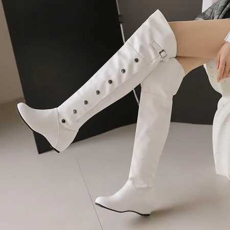High Quality Fi Over Knee High Boots Wens Winter Thigh Boots Thick High Heel Stree Lg Boots Slip Autumn Shoes Wan Black and White T241206
