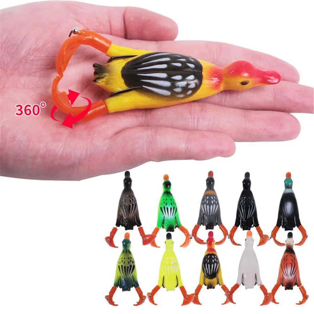 1Pcs Topwater Propelr Flipper Lifelike Duck Soft Fishing Lure 9.5cm 12g Artificial Silicone Bait Rotating Fishing Tack GeerXJ241128