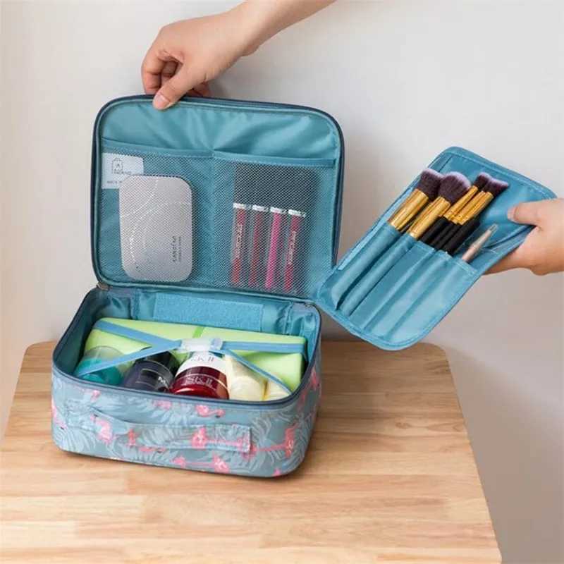 Cosmetic Bag Organizer Waterproof Portable Makeup Bag Mini Solid Color Flamingo Travel Toiletry Storage Bag Beauty W PouchXJ241206