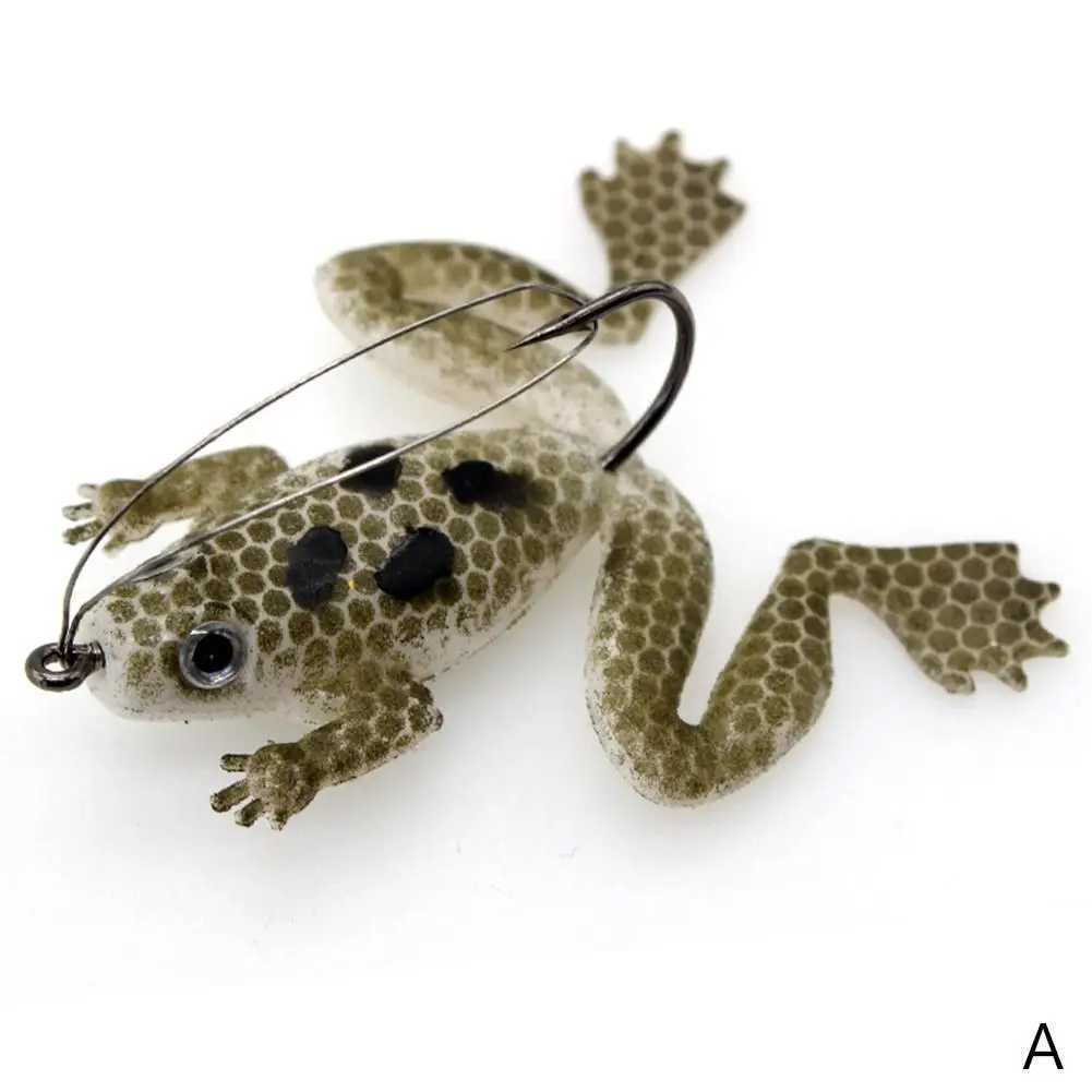 1pc Soft Lures 3D Eyes Artificial Silicone Frog Bait With Hook For Catfish Perch Bass Pike Fishing TackXJ241128