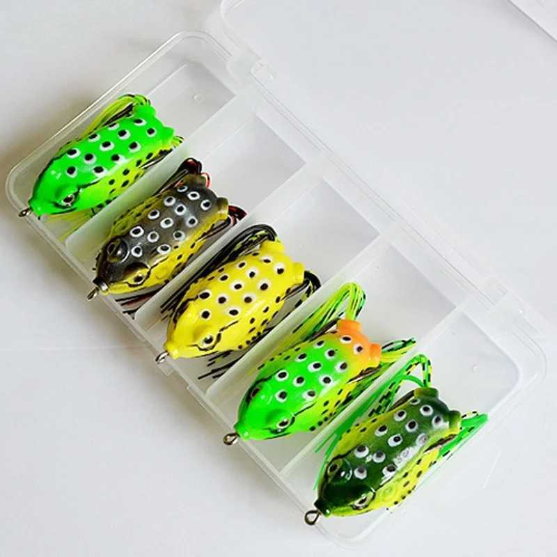 5Pcs Fishing Soft Toad Frogs Bass Fishing Lure Baits Hollow Body Water Frogs Fishing Tool Color RandomXJ241128