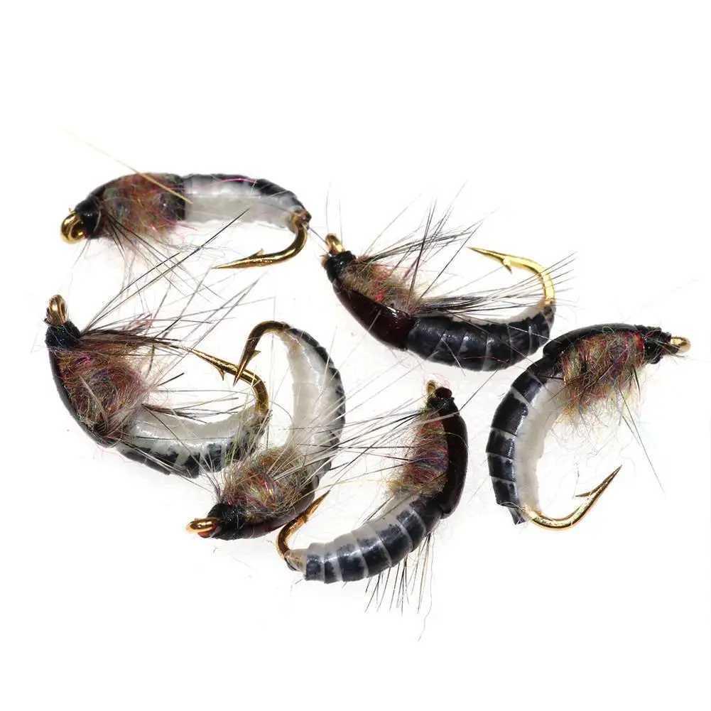 6PCSTrout Fishing Realistic Nymph Scud Fly Nymphing Artificial Insect Baits Flying Lure Fishing AccoriesXJ241128