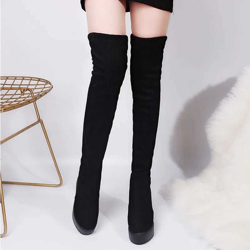 High Quality Maogu Wan Lg Over the Knee Boot Wens Winter Platform Socks Boots for Wen Shoes Fi Hidden H Botas De Mujer T241206