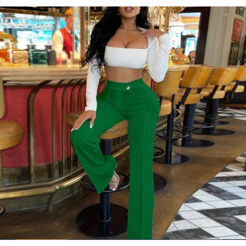 Spring/Summer Womens Pants Solid Color Fashion Gold Velvet Stripe Casual High Waist Trouser 241202