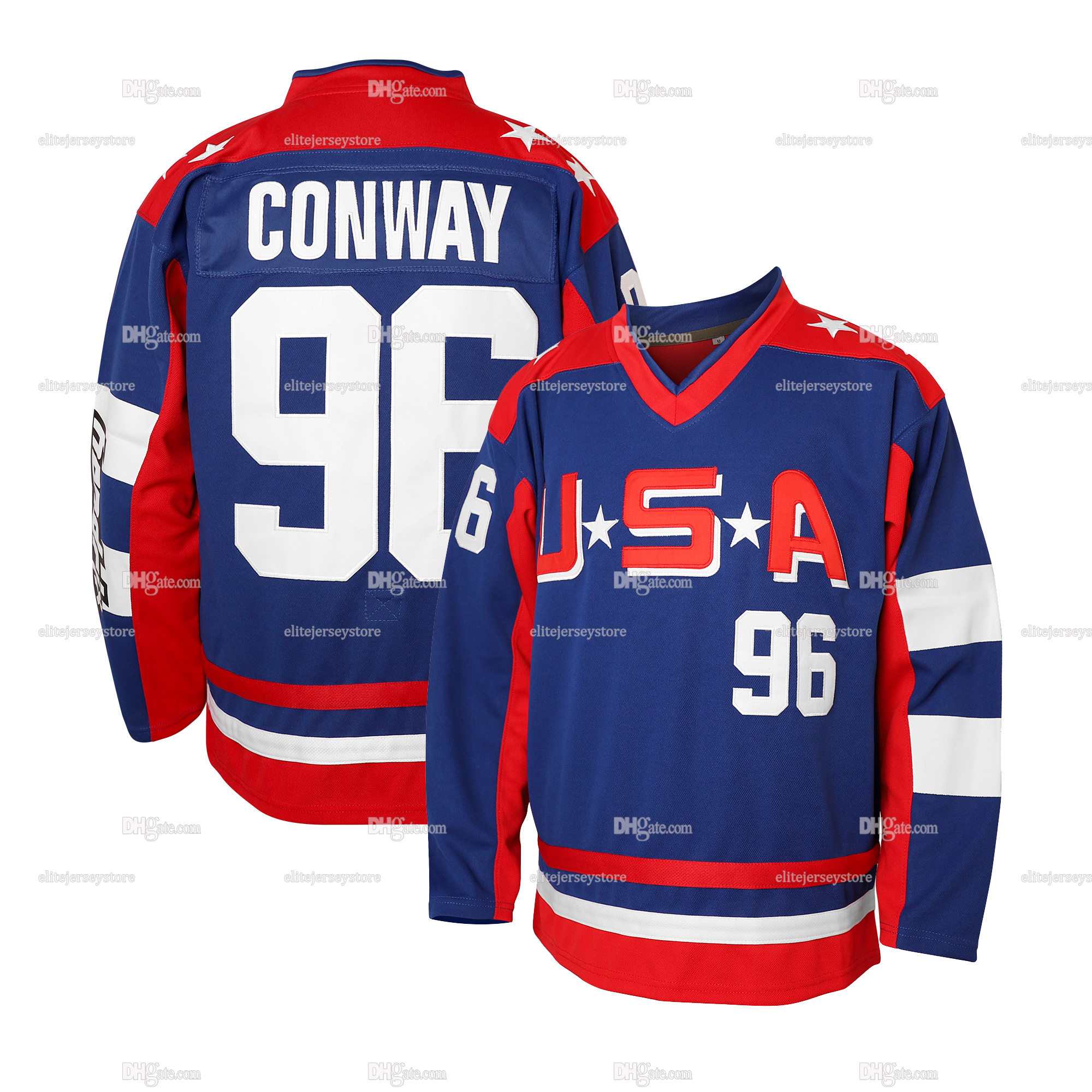 In Stock Men's 1980 USA Ice Hockey Jerseys 96 CONWAY 21 Eruzione 30 Craig 17 Ocallahan Stitched Fast Shipping Polyester Retro Classic Sportswear
