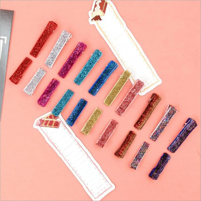 100 pieces of 10 color 3.5cm/5cm flash fork alligator hair clip wholesale childrens metal hair girl bucket DIY hair accessories 241205