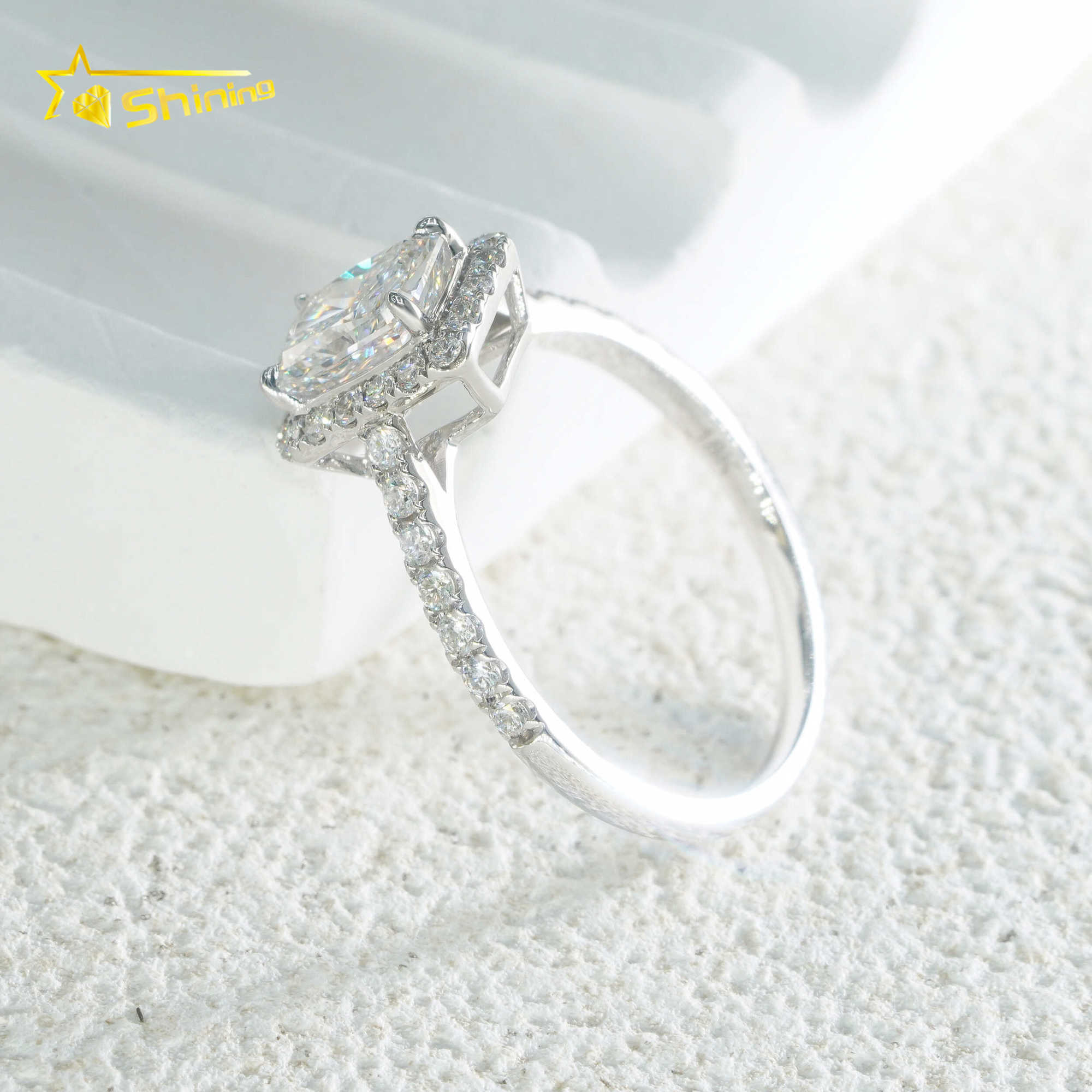 18K Solid Gold IGI Lab Diamond Ring 1.05ct Radiand Cut Lab Diamond Ring Halo Engagement Wedding Rings with Certificate