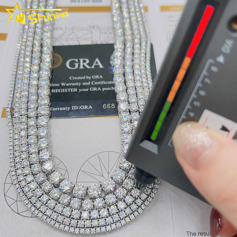 Fast delivery hot sale 3/4/5mm 925 sterling silver bracelet pass diamond tester GRA certified VVS moissanite tennis necklace