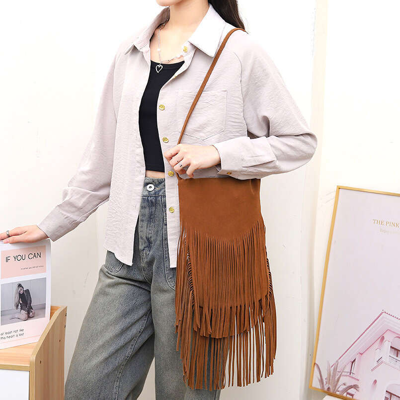 Niche tassel double-sided velvet 2025 autumn and winter casual fashion single shoulder crossbody women's bag