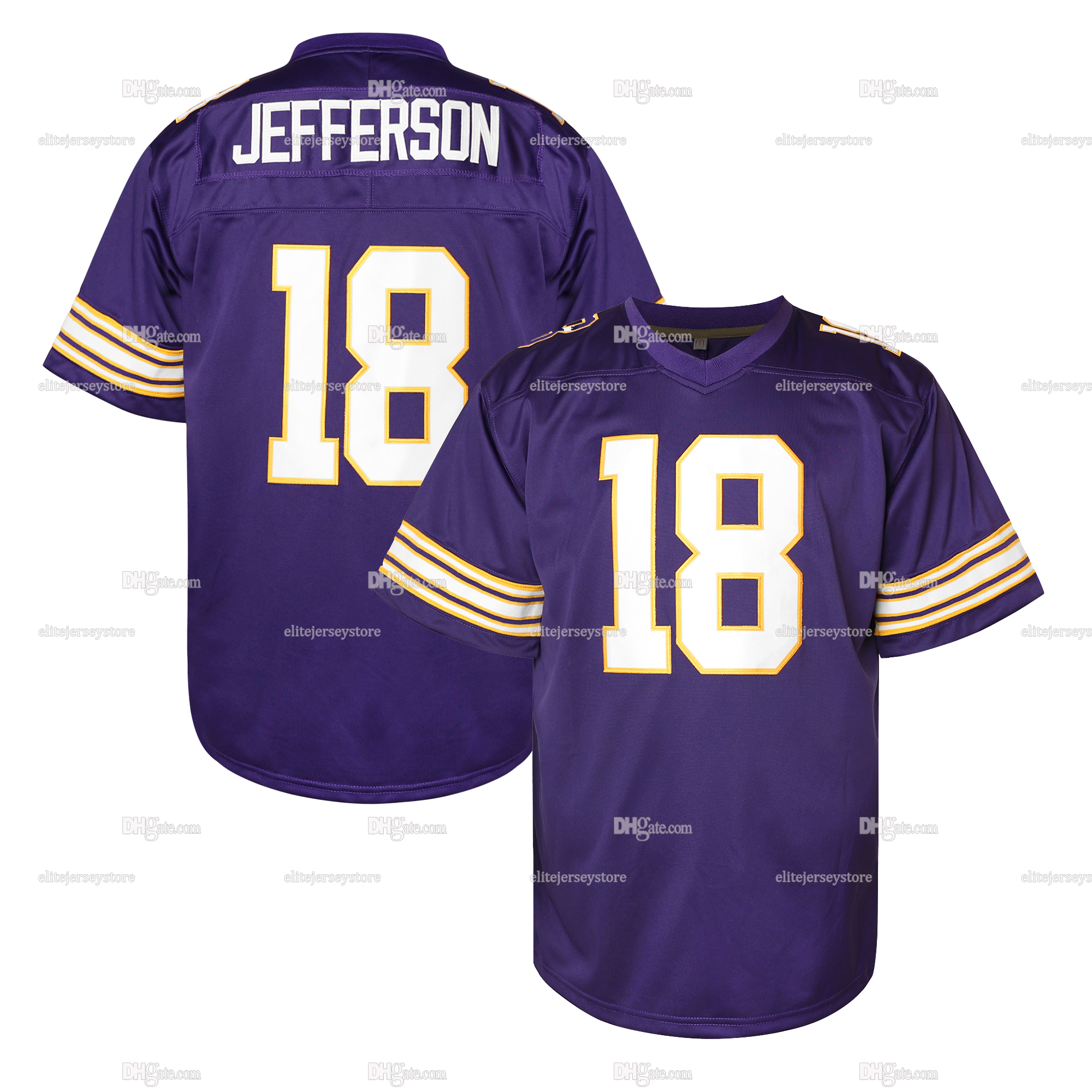 In stock 18 Justin Jefferson Football Jersey 100% Stitched Fast Shipping Embroidered Letter Number Design Polyester Men's Retro Classic Sportswea