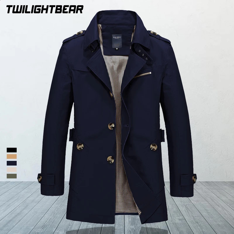 High Quality Mens Trench Coat Oversized Windbreaker Pure Cotton Business Casual Jacket Men Clothing Overcoat 5XL A306 241202Z