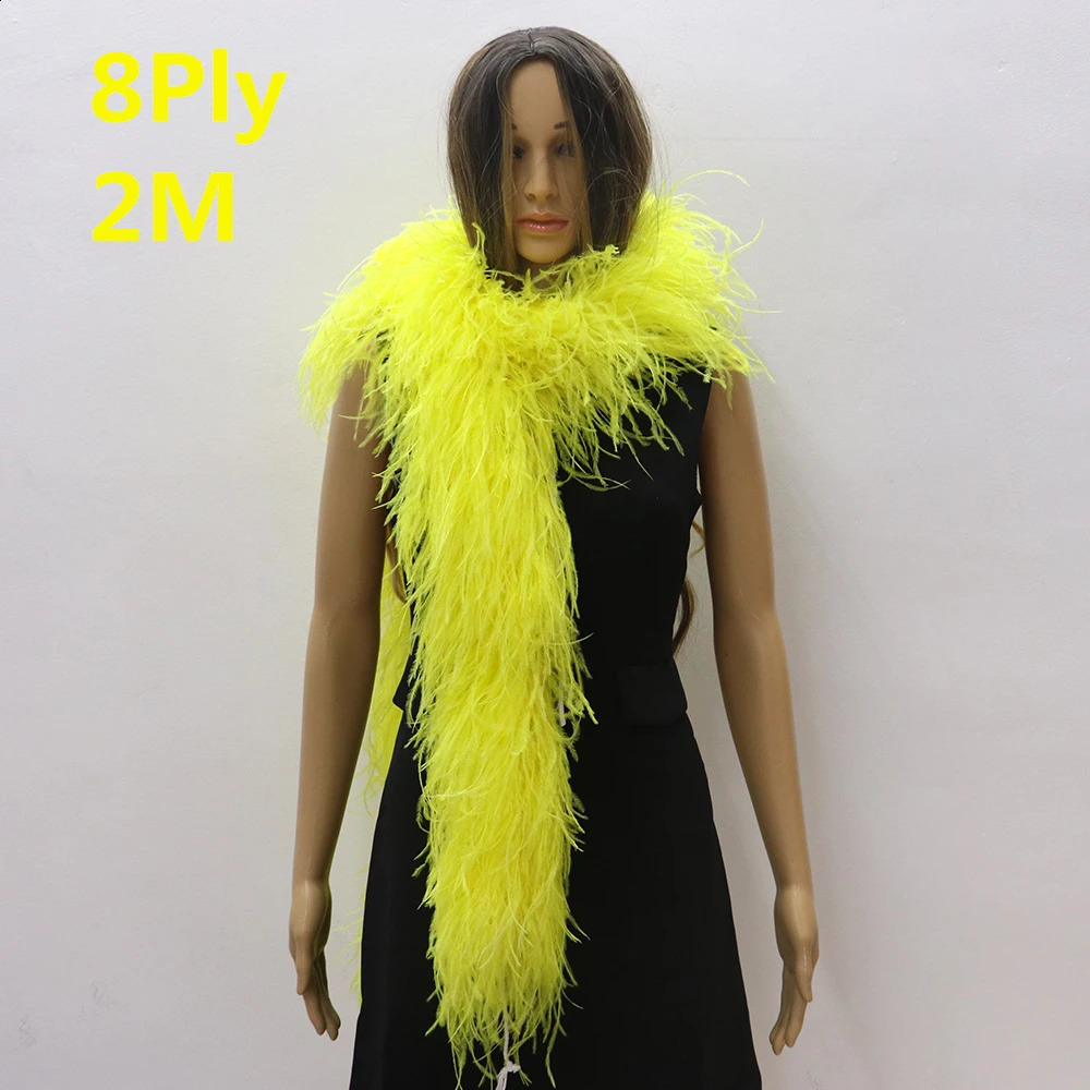 10 Ply High Quality Ostrich Feather Boa 2-meter Natural Ostrich Plumas Decorative Scarf for Clothing Sewing Decoration Boas 241206