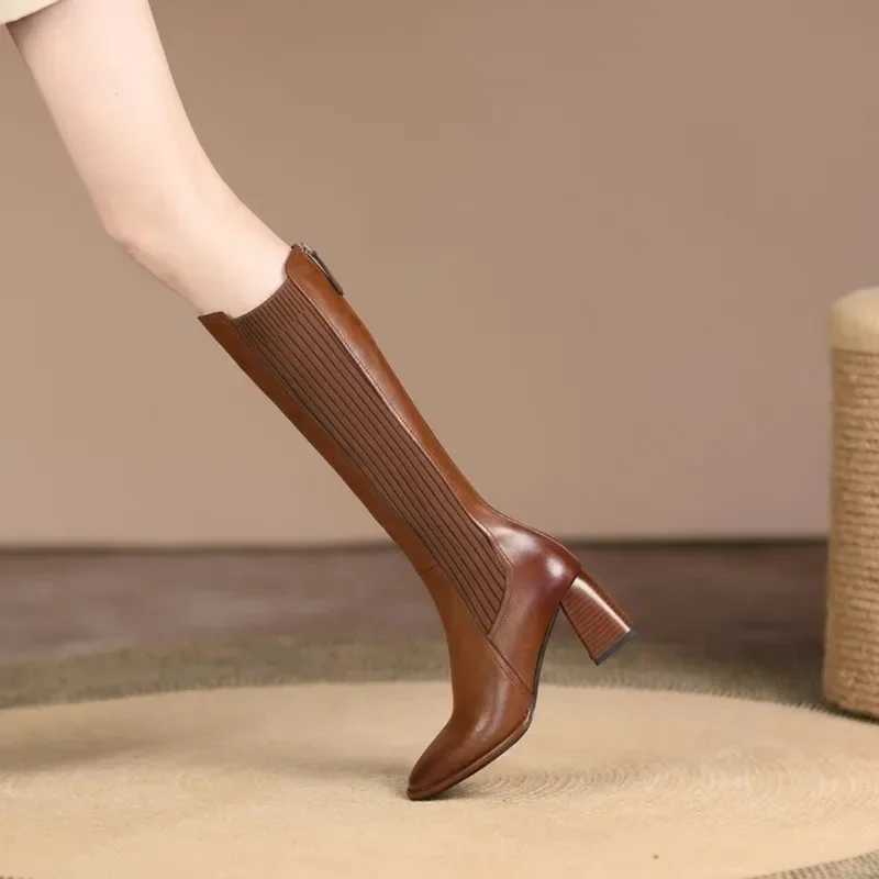 High Quality Thick high heels sexy elastic gothic knee socks boots new autumn winter Fi shoes elegant and luxurious Lg boots T241206