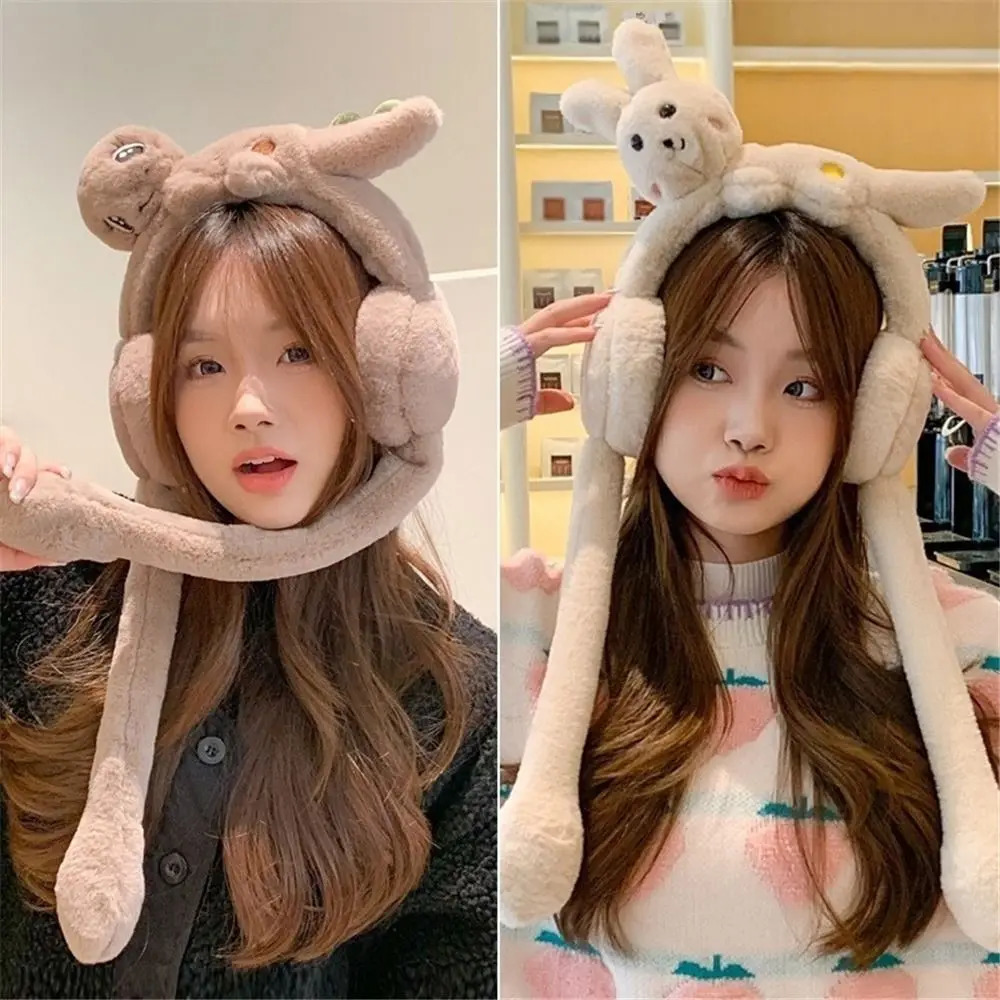 Winter Warm Fur Earrings Rabbit/Dinosaur Role Playing Earrings and Mobile Jumping Earrings Outdoor Cold Weather 241205