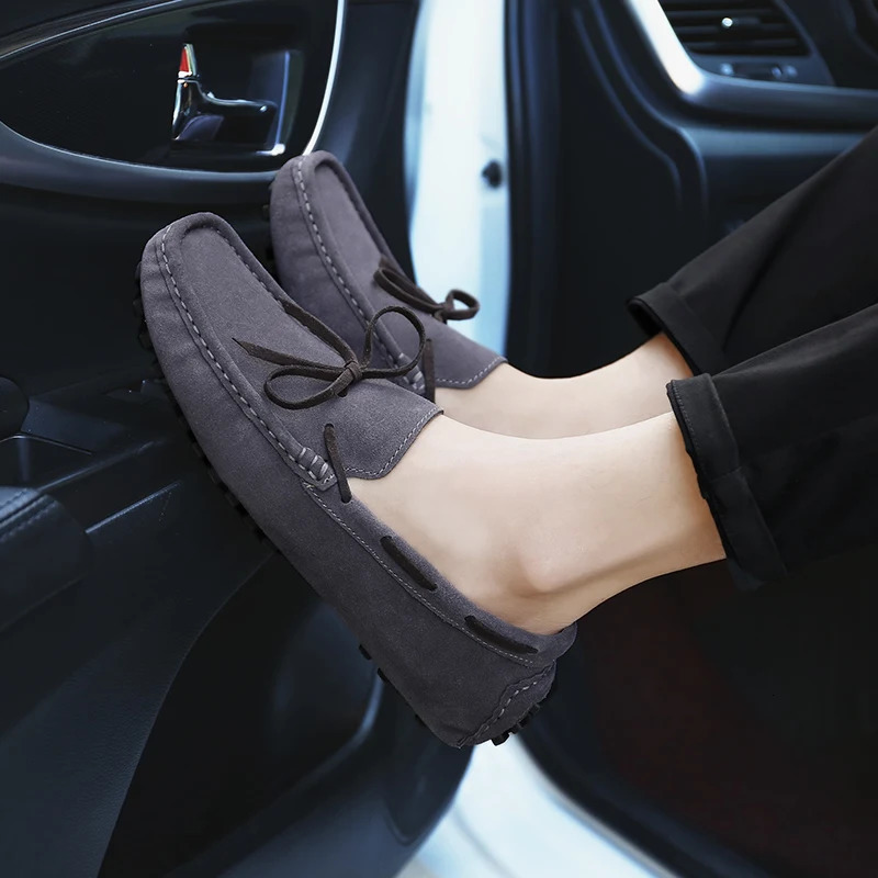 Loafer for Men Suede Genuine Leather Loafers Flats Man Casual Shoes Mans Moccasins Men Driving Shoes Italian Boat Shoes 241206