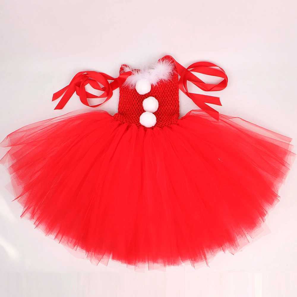 Red Santa Claus Costumes for Girls Christmas Tutu Dress for Kids Xmas New Year Outfit Children Father Christmas ClothesXJ241206
