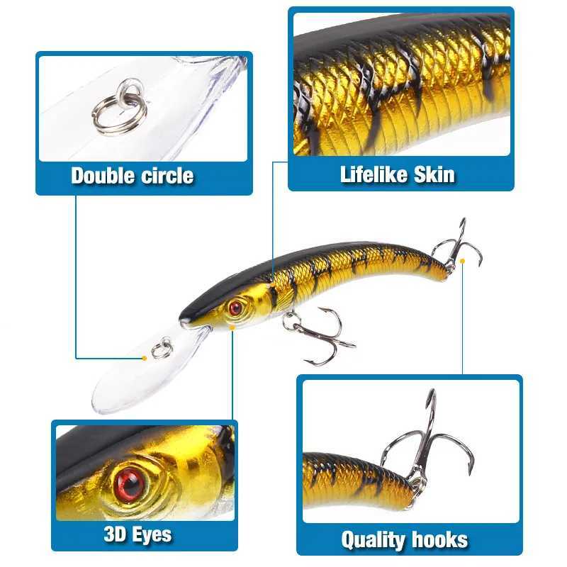 New 1 PCS 15.5cm / 16.3g Wobbr Fishing Lure Big Crank Bait Minnow Bass Trolling Artificial Bait Pike Carp Lures FishingXJ241128