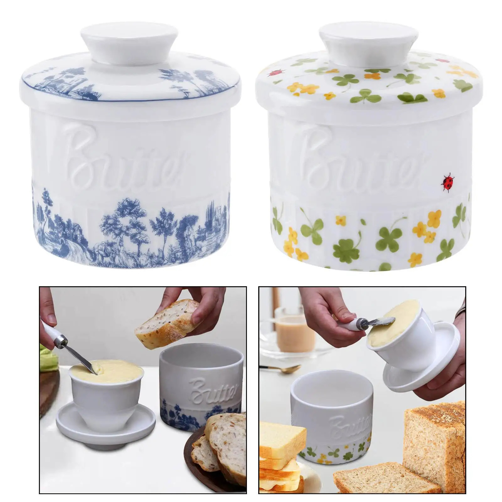 Pastoral Ceramic Butter Box French Dish Keeper Cheese Storage Tank With Lid Household Yellow Oil Cup 241206