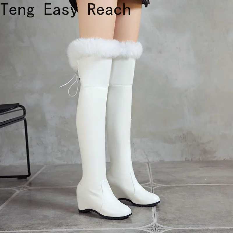 High Quality Spring Thigh High Boots Platform Winter Wen Over The Knee Boots Suede Lg Boots High Fur P Wedge Shoes Wan T241206