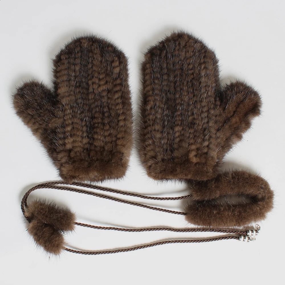 selling womens genuine mink fur gloves fashionable knitted 100% natural fur gloves womens winter warm genuine fur gloves factory wholesale 241206