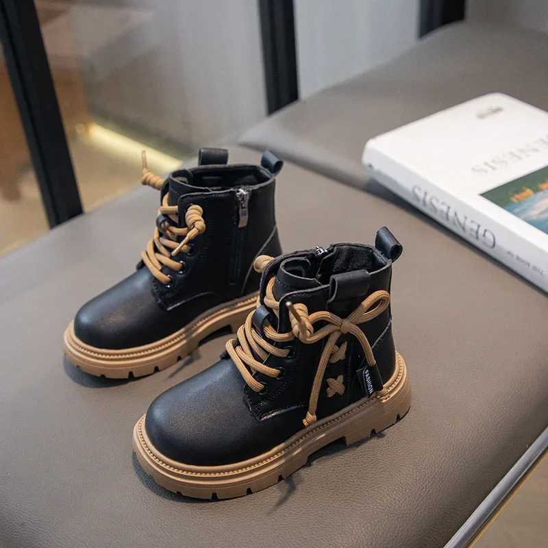 Children Fashion Warm Boots Girls Ankle Boots Zipper Cool Kids Princess Catwalk Leather Boots Non-slip Size 26-37 Anti-SlipperyXJ241206