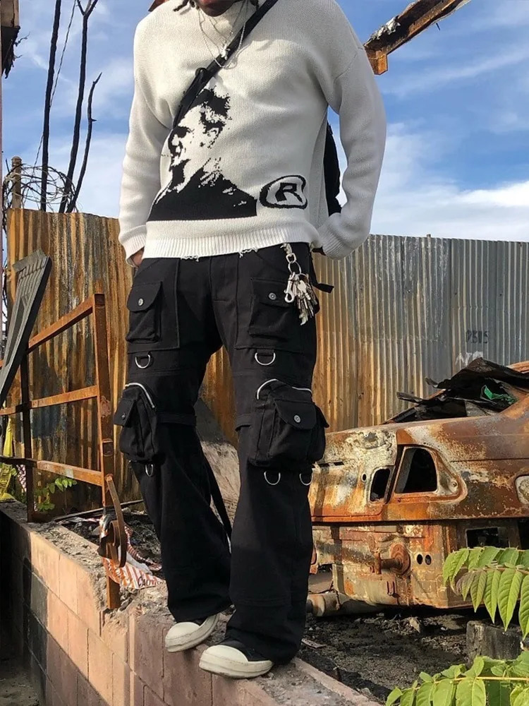 Mens sweaters Fashion Y2K Knitted Warm Loose Casual Portrait Print Long Sleeve Pullover Hip Hop Graphic Sweater 241205