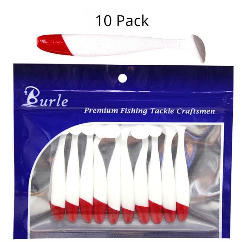10 PCS 9/12cm T-tail Soft Bait Red White Luya Bai Fishing Lures Carp Fishing Fake Bait Bionic Bait Seawater Fishing BaitXJ241128