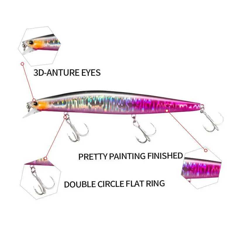 140mm 26g Ocean Boat Fishing Lure Sinking Minnow Big fish swimbait crankbait whopper plopper isca artificial pesca lures tunaXJ241128