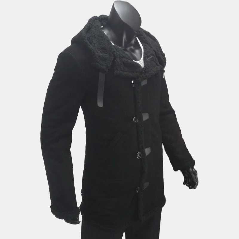 Jacket Mans Clothing Winter Biker Style Fleece Liner Jackets Male Streetwear Outerwears Faux Fur EU SizeXJ241206
