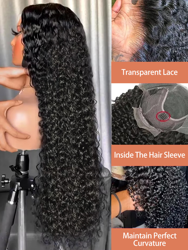 30 40 Inch 13X6 HD Front Human Hair Wigs Deep Wave Transparent 13X4 Curly Lace Frontal Wig Glueless 5X5 Closure Brazilian