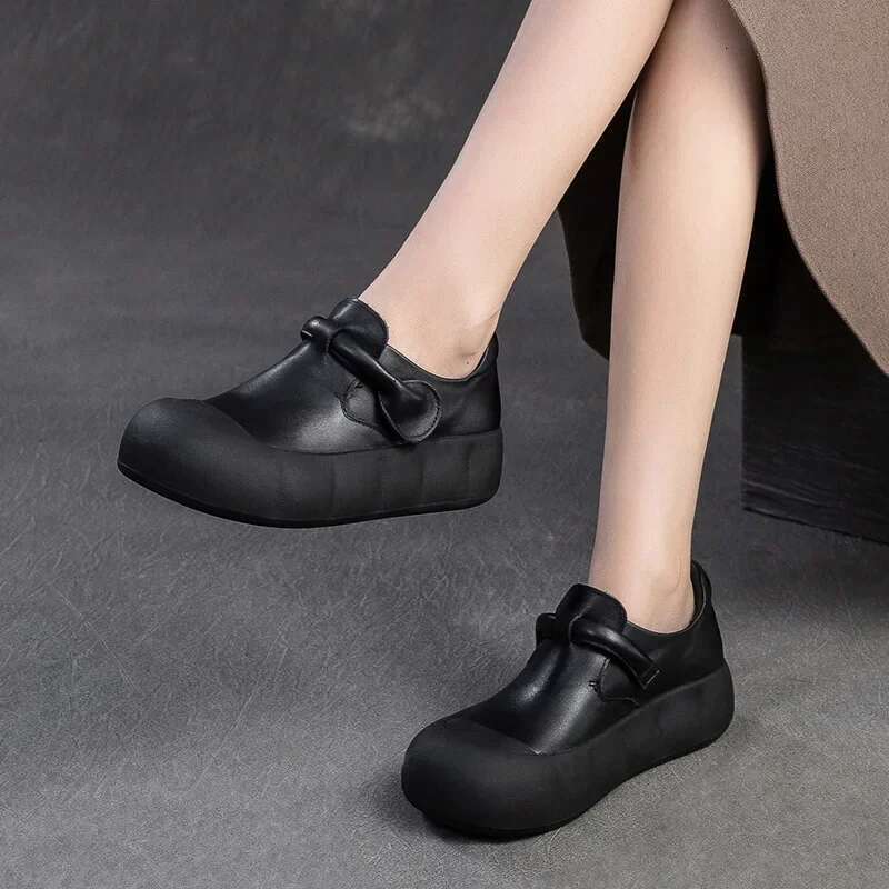 Koznoy 4cm Cow Natural New Genuine Leather Designer Fashion Hook Rubber Mary Jane Summer Fall Autumn Flats Women Loafer Shoes