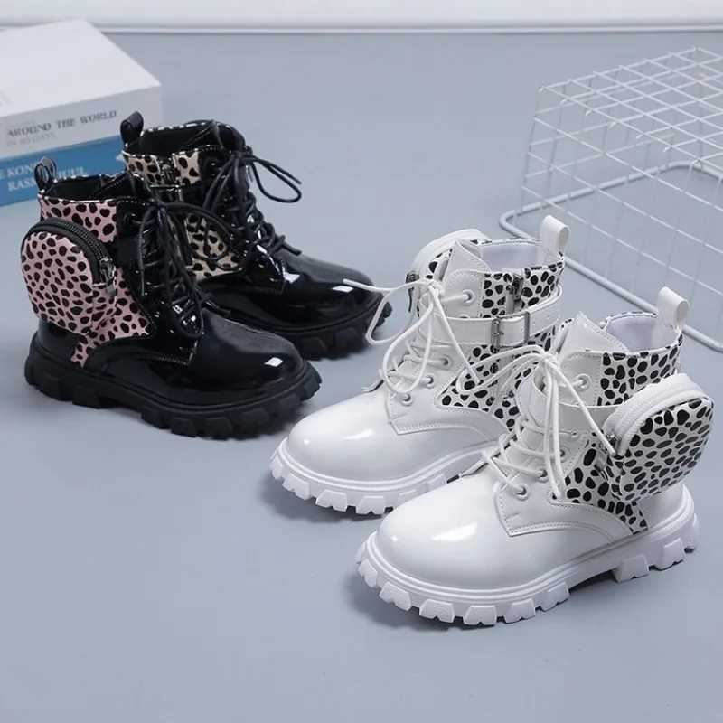 2023 New Autumn Ankle Boots British Sle Princess Shoes Fashion Buckle Bag Leather Short Boots Non-slip Side Zipper Girls ShoesXJ241206