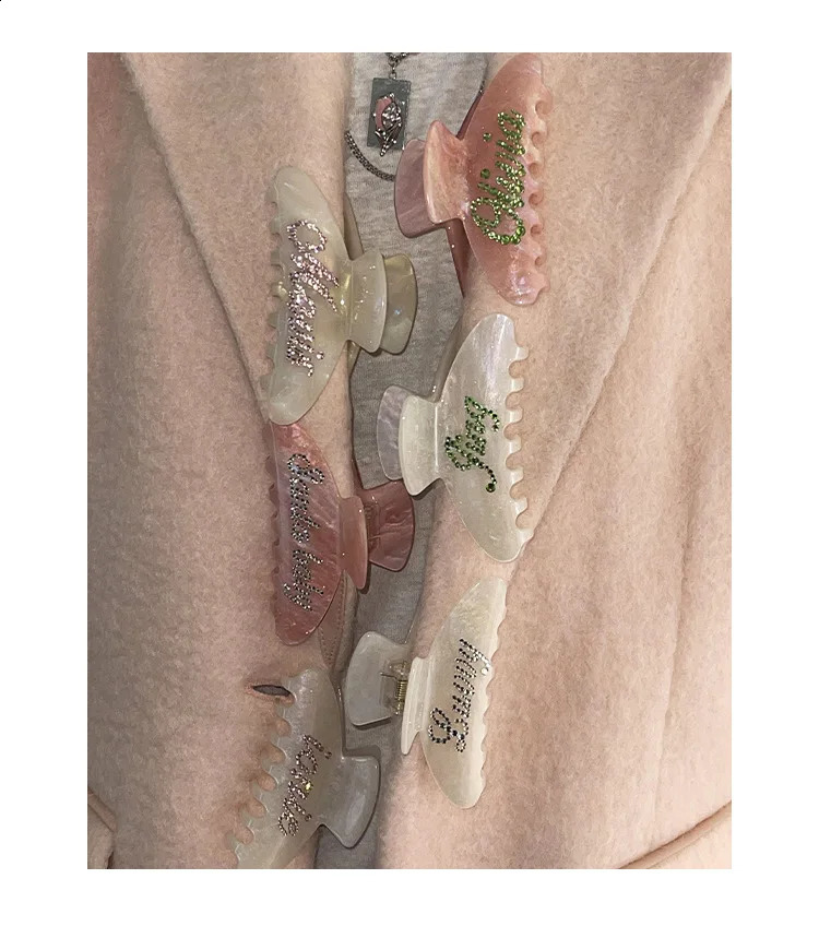 Fashionable custom rhinestone letter hair claw bucket personalized name vinegar hair clip for womens birthday gift 241205